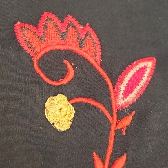 Womens Indigo Moon black too with unique floral embroidery size M. - Picture 12 of 14